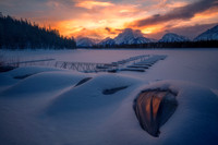 Frozen Colter Bay at Dusk