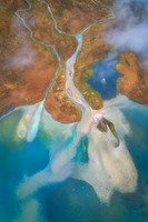 Pattern of Blue Lakes in Autumn